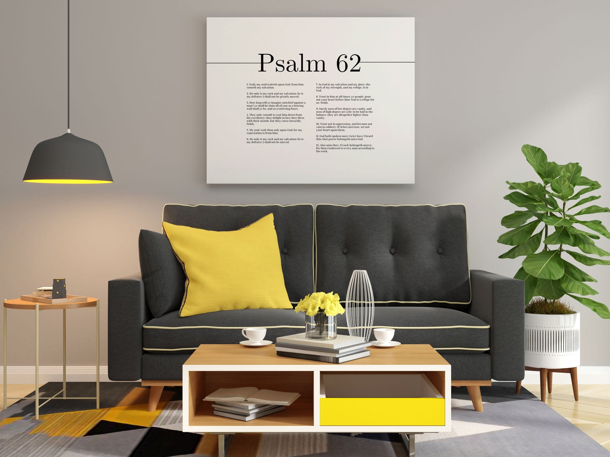 My Soul Waiteth Upon God Psalm 62 Bible Verse Canvas Christian Wall Art Ready to Hang Unframed-Express Your Love Gifts