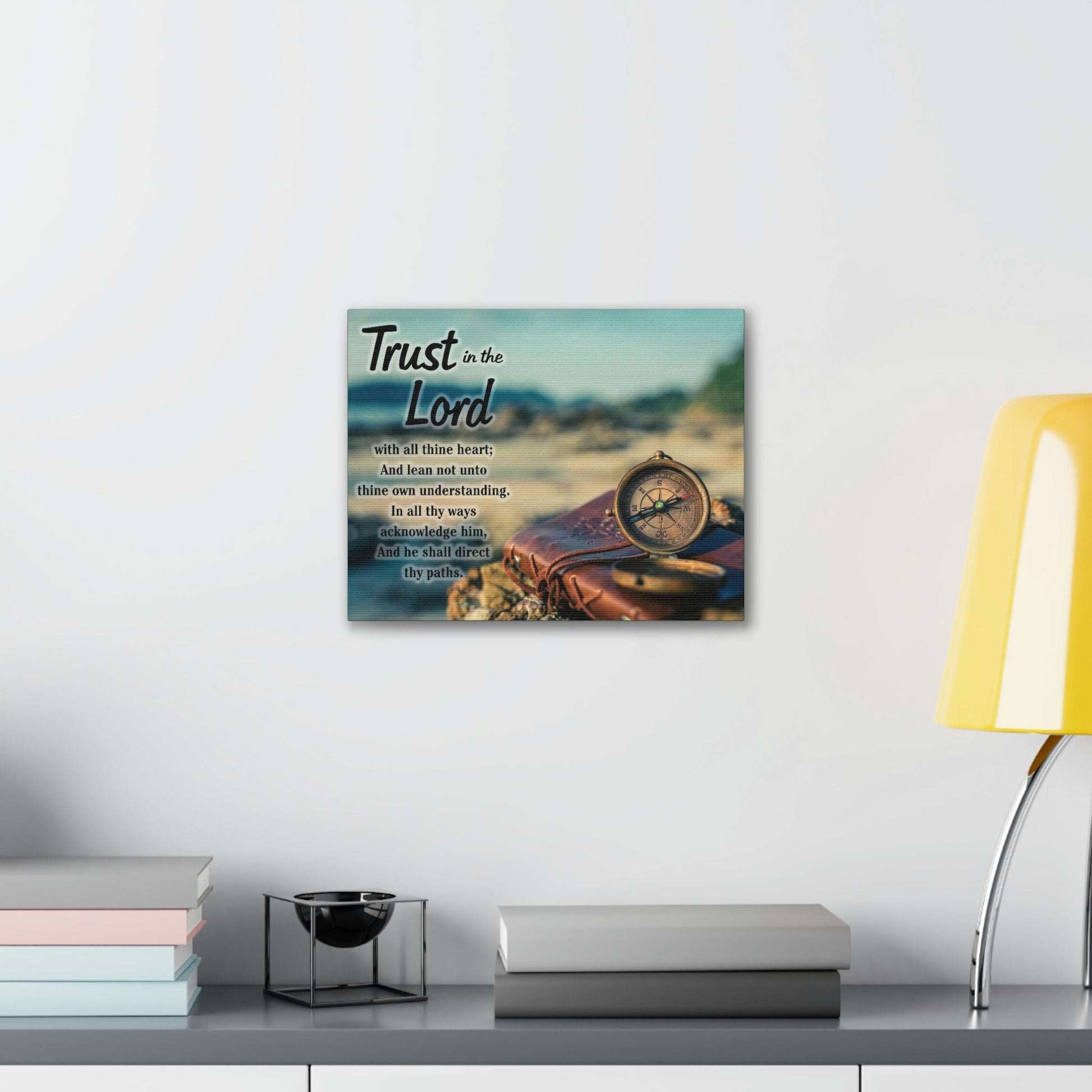 Scripture Walls Nautical Compass Proverbs 3:5 Bible Verse Canvas Christian Wall Art Ready to Hang Unframed-Express Your Love Gifts