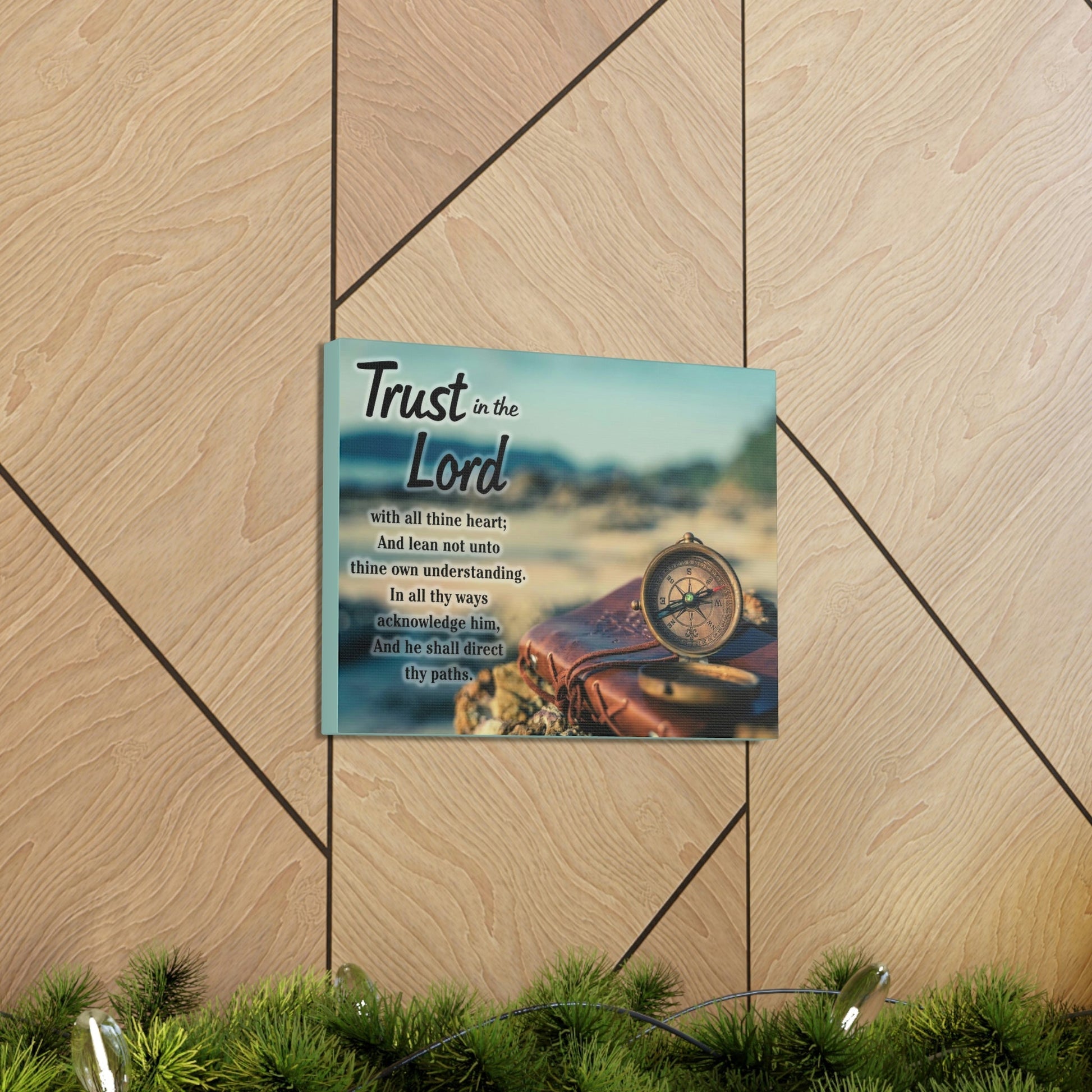 Scripture Walls Nautical Compass Proverbs 3:5 Bible Verse Canvas Christian Wall Art Ready to Hang Unframed-Express Your Love Gifts