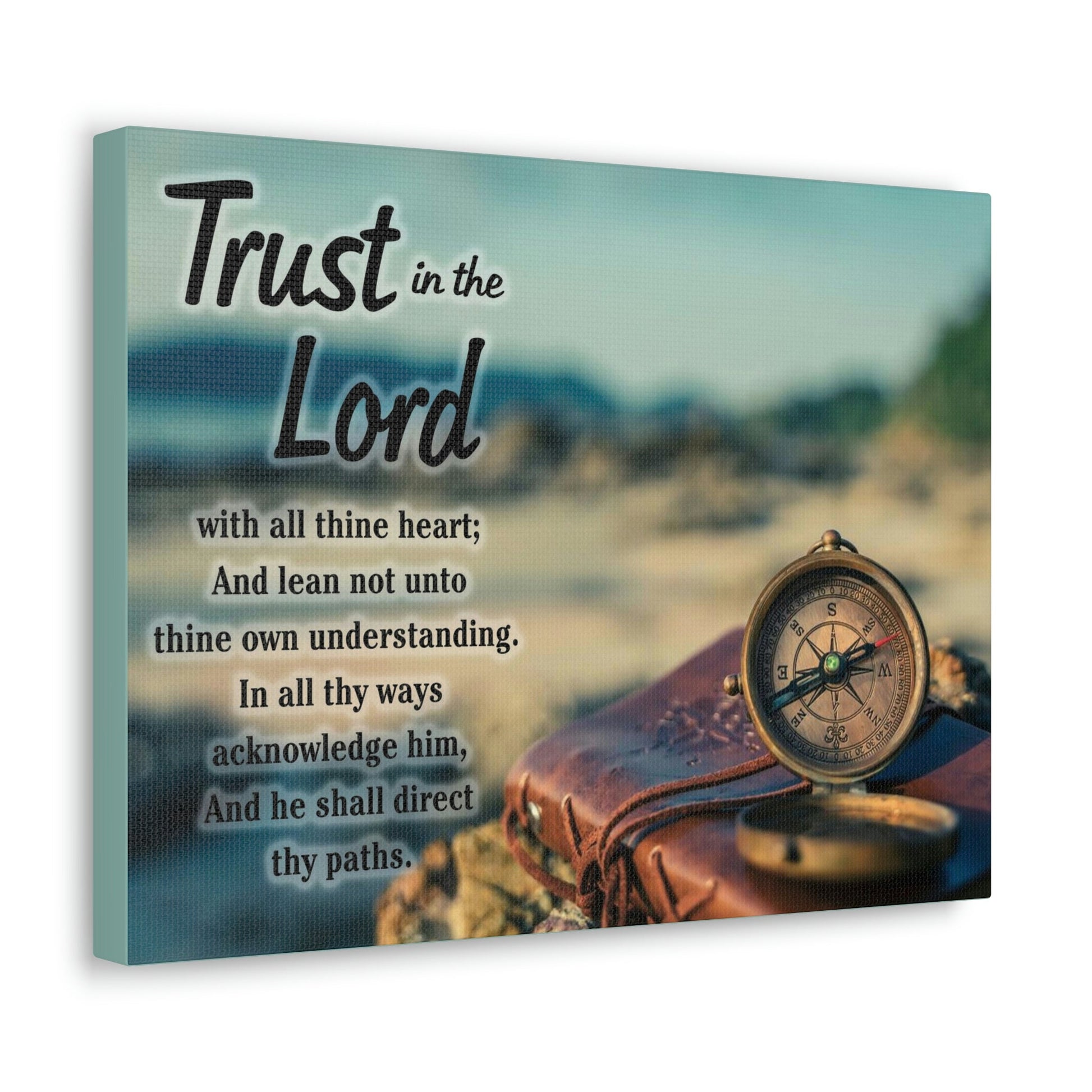 Scripture Walls Nautical Compass Proverbs 3:5 Bible Verse Canvas Christian Wall Art Ready to Hang Unframed-Express Your Love Gifts