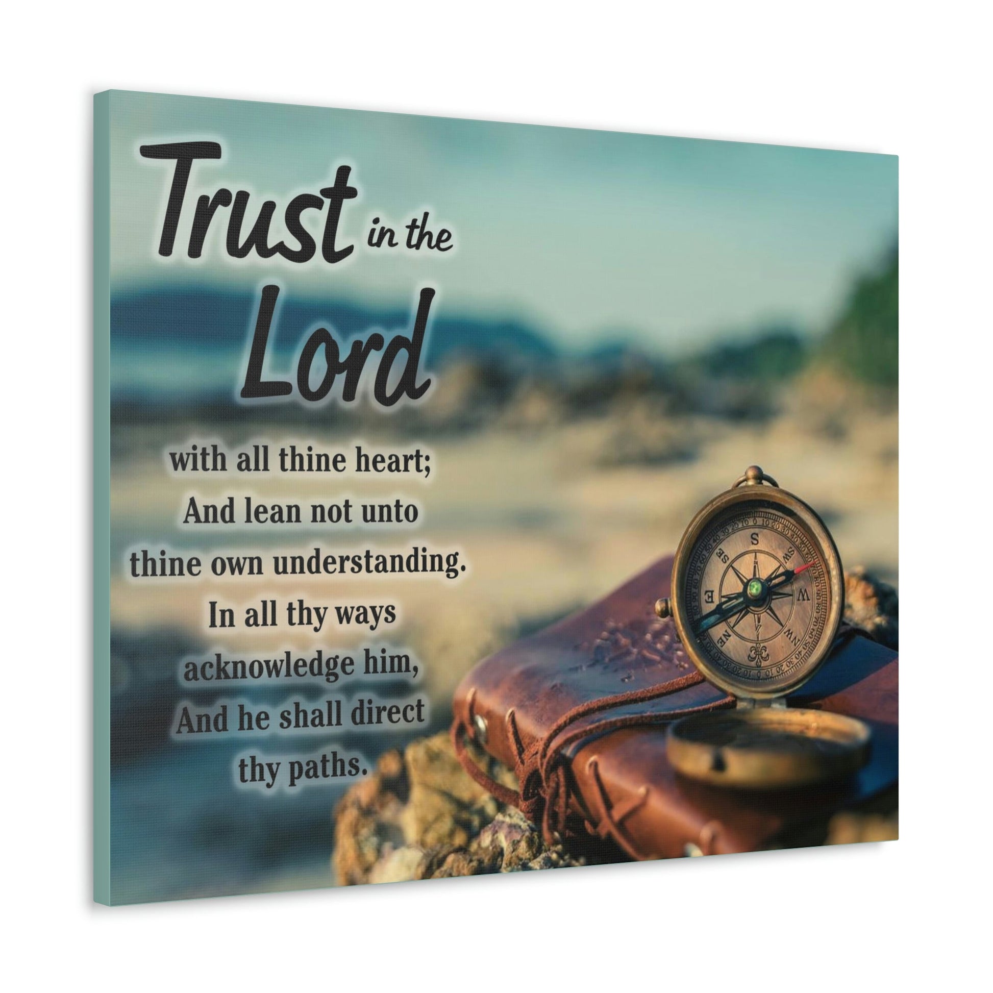 Scripture Walls Nautical Compass Proverbs 3:5 Bible Verse Canvas Christian Wall Art Ready to Hang Unframed-Express Your Love Gifts