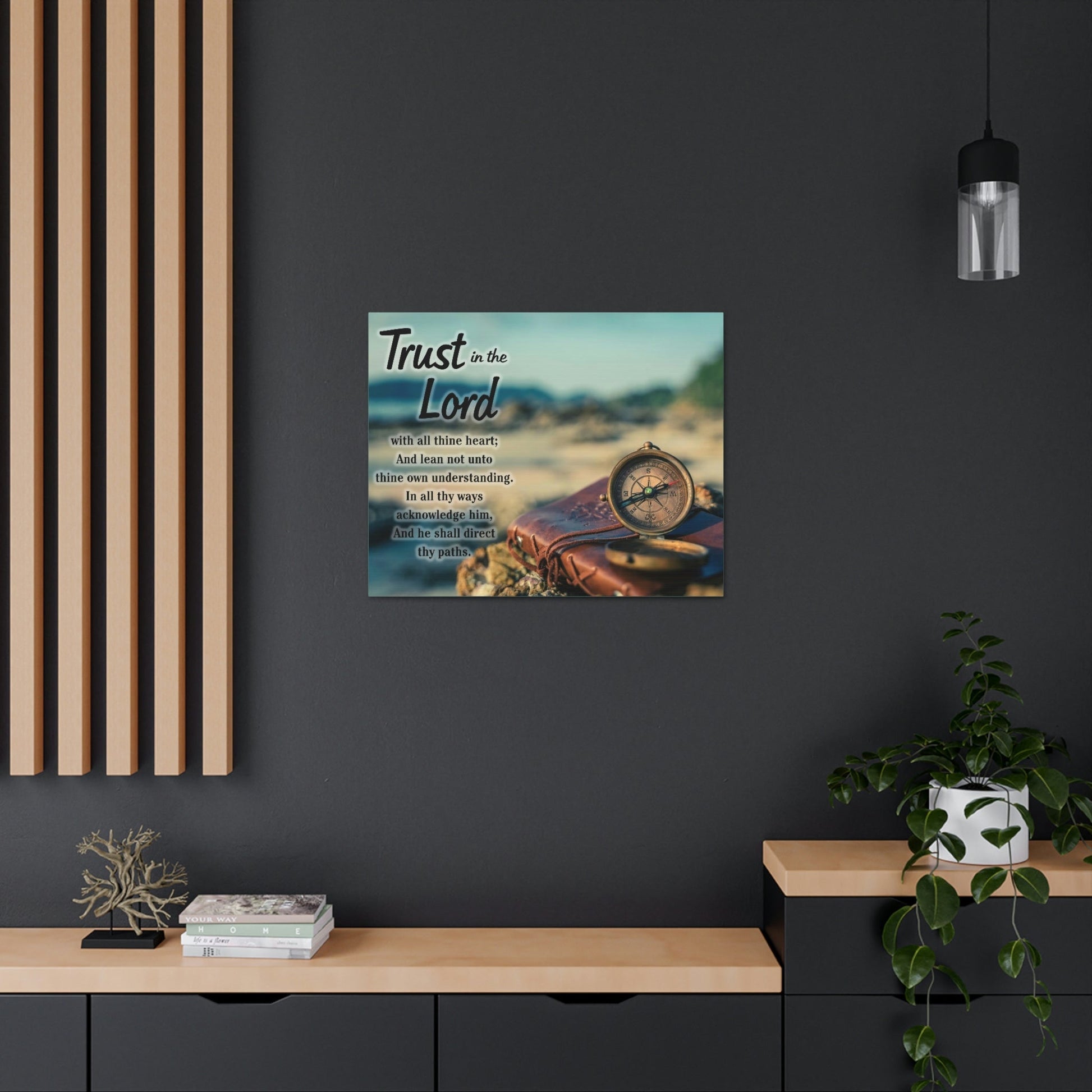 Scripture Walls Nautical Compass Proverbs 3:5 Bible Verse Canvas Christian Wall Art Ready to Hang Unframed-Express Your Love Gifts