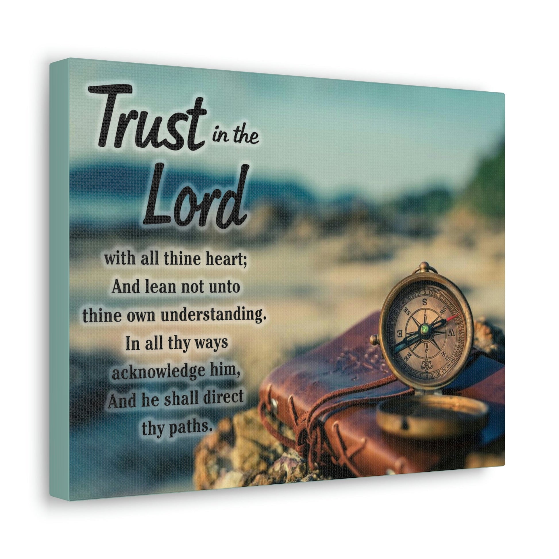 Scripture Walls Nautical Compass Proverbs 3:5 Bible Verse Canvas Christian Wall Art Ready to Hang Unframed-Express Your Love Gifts