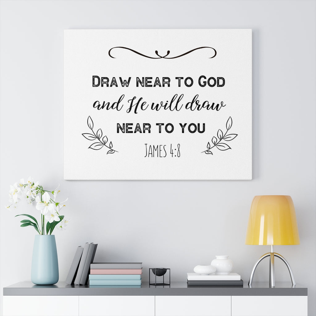Near To God James 4:8 Bible Verse Canvas Christian Wall Art Ready to Hang Unframed-Express Your Love Gifts
