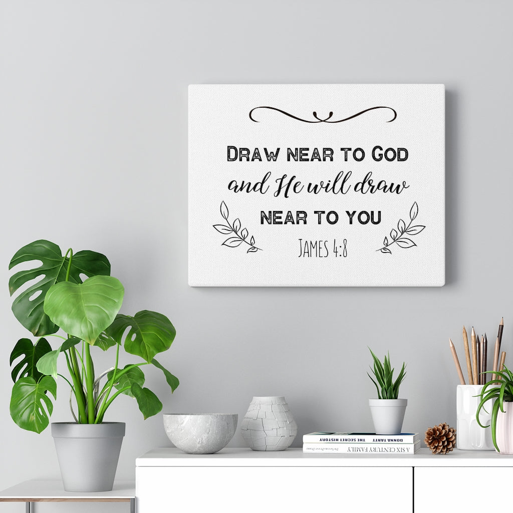 Near To God James 4:8 Bible Verse Canvas Christian Wall Art Ready to Hang Unframed-Express Your Love Gifts