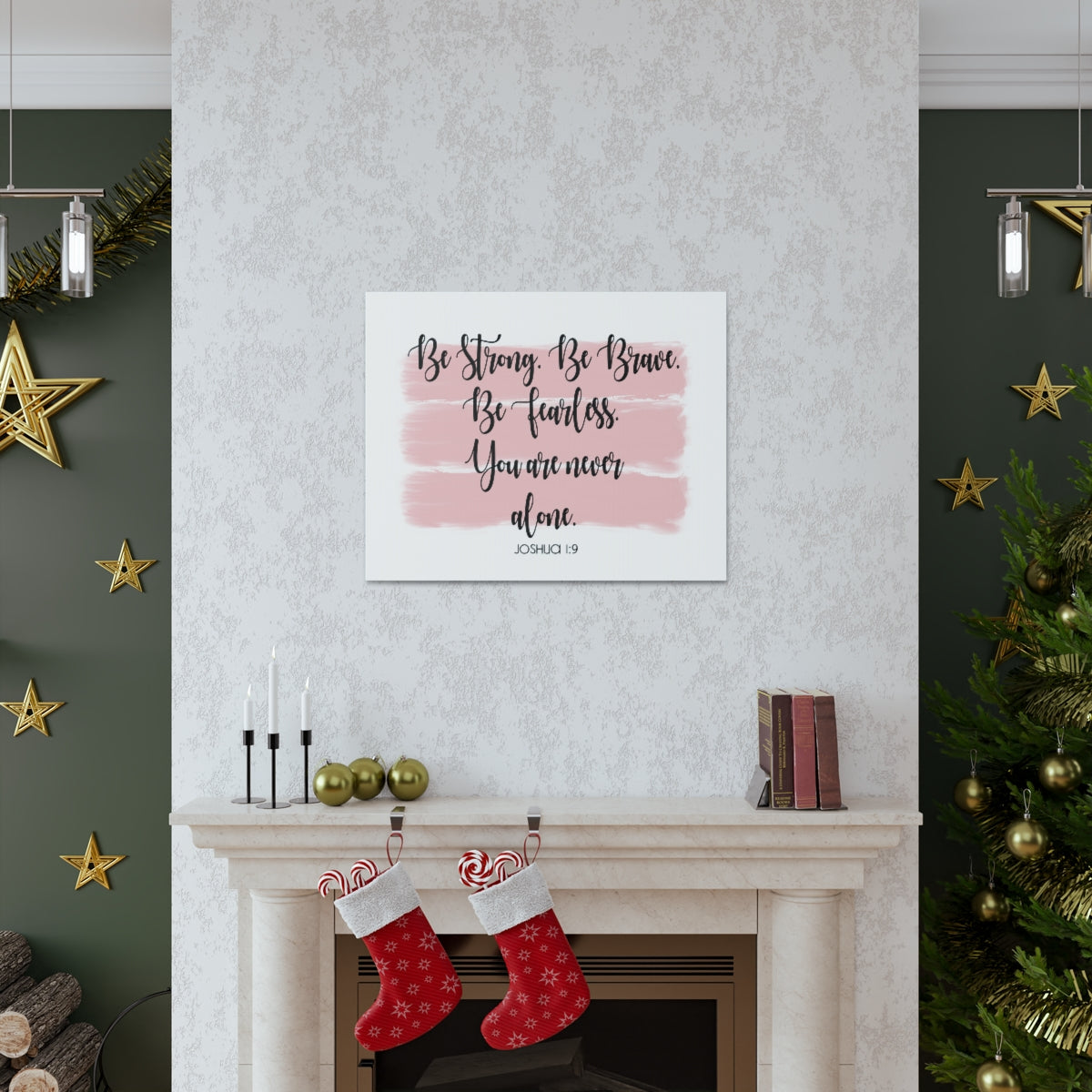Scripture Walls Never Alone Joshua 1:9 Pink Bible Verse Canvas Christian Wall Art Ready to Hang Unframed-Express Your Love Gifts