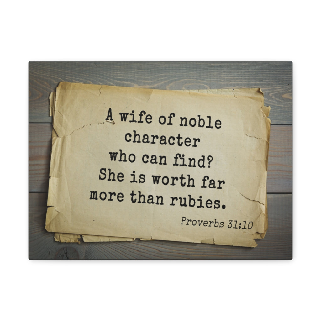 Noble Character Proverbs 31:10 Bible Verse Canvas Christian Wall Art Ready to Hang Unframed-Express Your Love Gifts