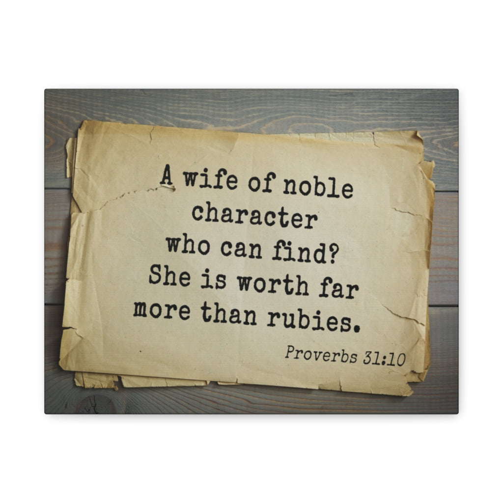 Noble Character Proverbs 31:10 Bible Verse Canvas Christian Wall Art Ready to Hang Unframed-Express Your Love Gifts