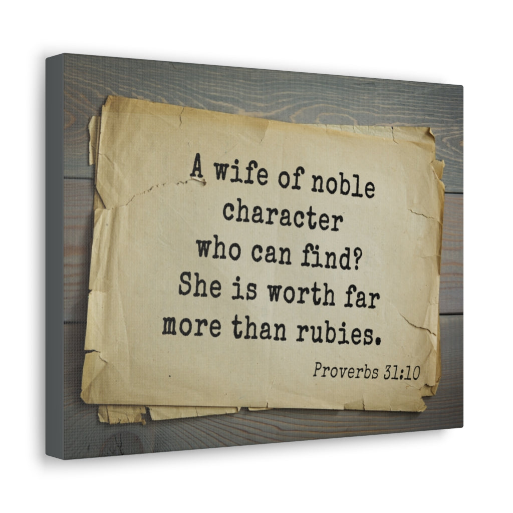 Noble Character Proverbs 31:10 Bible Verse Canvas Christian Wall Art Ready to Hang Unframed-Express Your Love Gifts