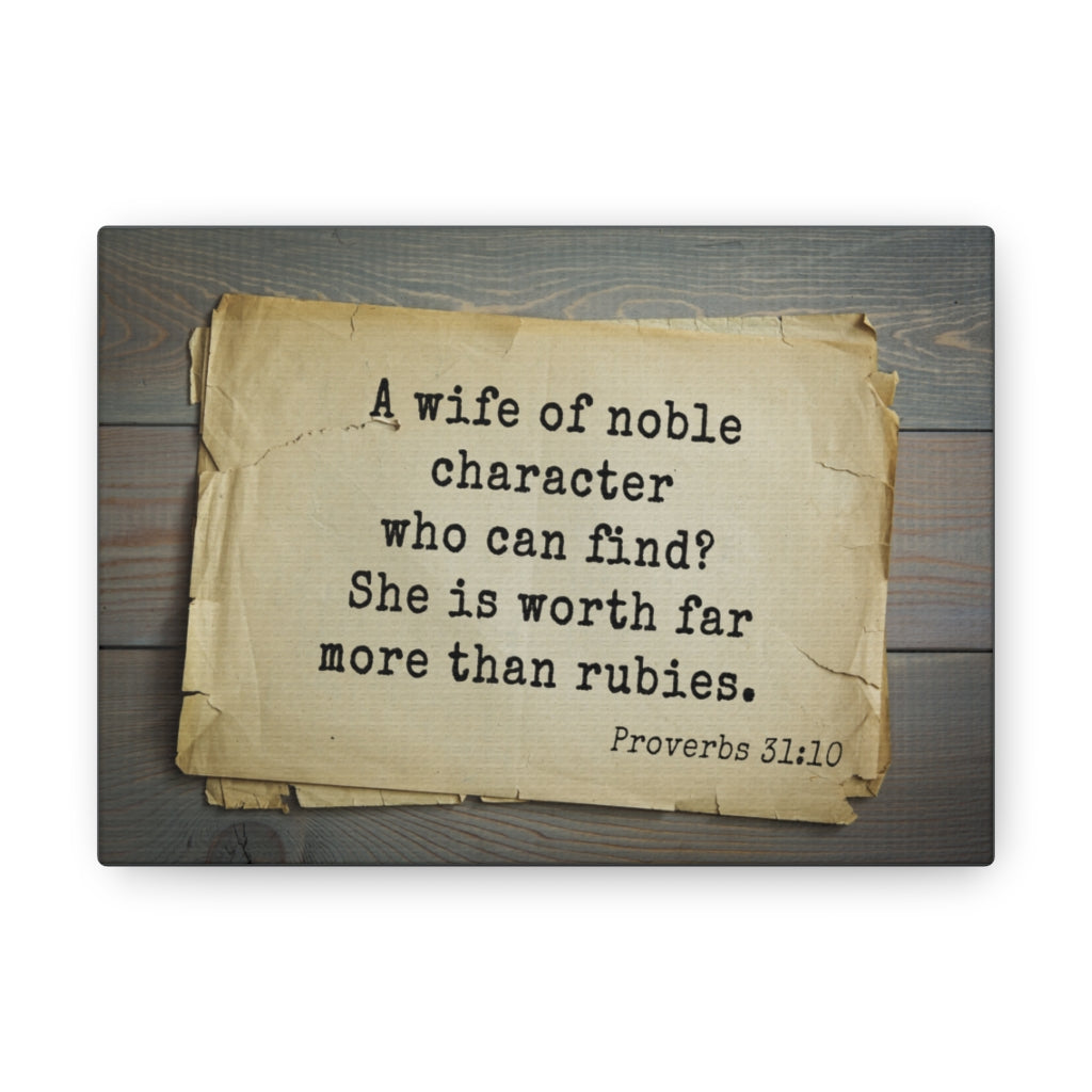 Noble Character Proverbs 31:10 Bible Verse Canvas Christian Wall Art Ready to Hang Unframed-Express Your Love Gifts