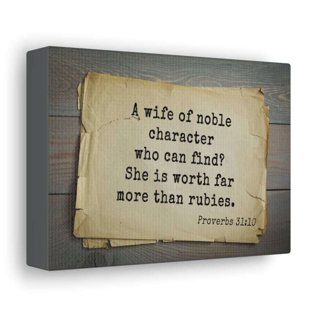 Noble Character Proverbs 31:10 Bible Verse Canvas Christian Wall Art Ready to Hang Unframed-Express Your Love Gifts
