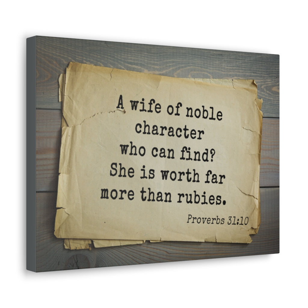 Noble Character Proverbs 31:10 Bible Verse Canvas Christian Wall Art Ready to Hang Unframed-Express Your Love Gifts