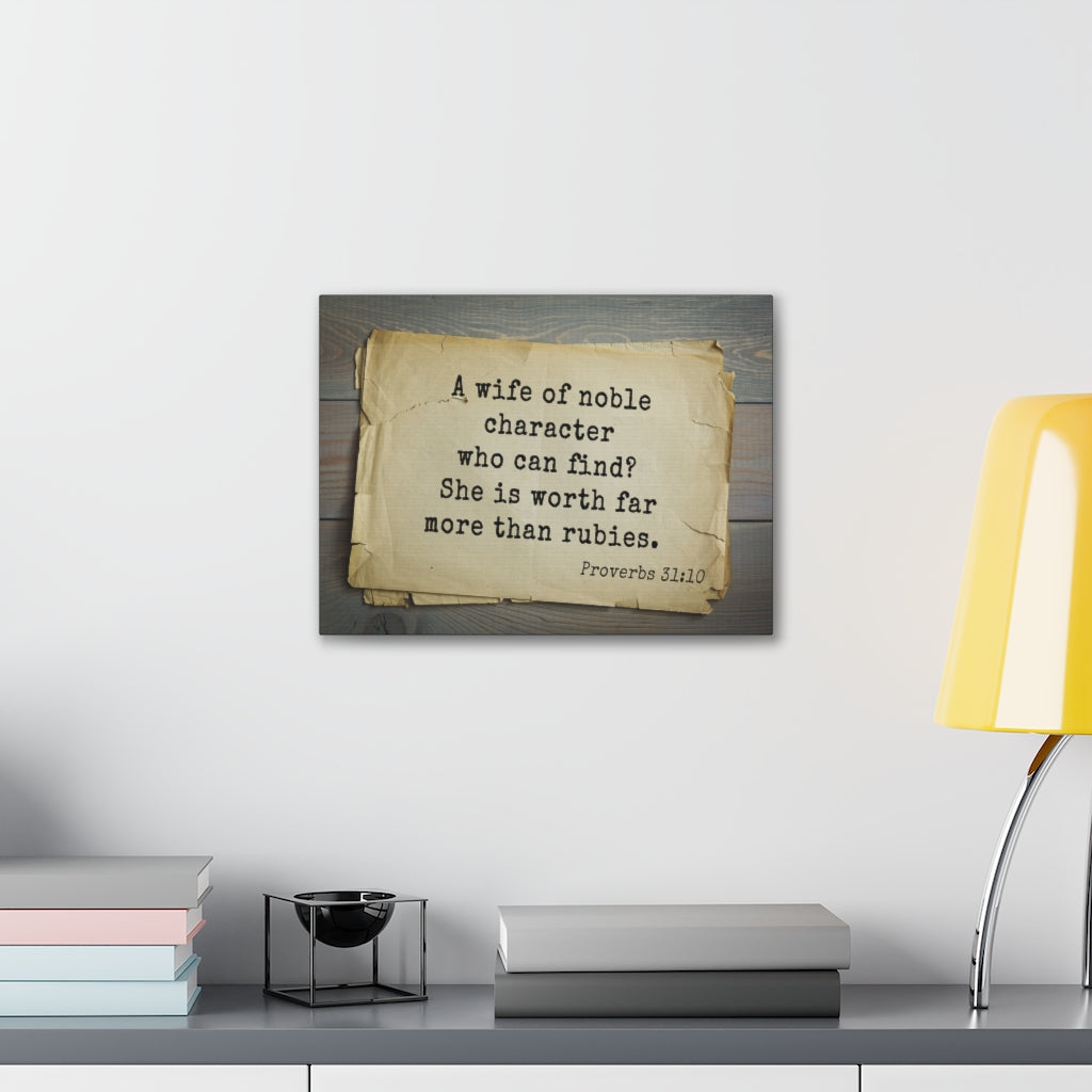 Noble Character Proverbs 31:10 Bible Verse Canvas Christian Wall Art Ready to Hang Unframed-Express Your Love Gifts