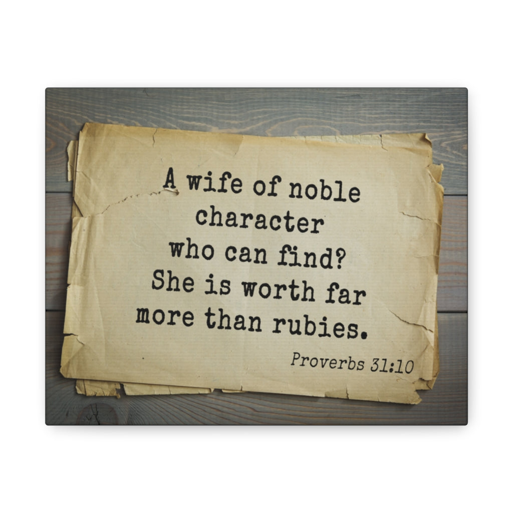 Noble Character Proverbs 31:10 Bible Verse Canvas Christian Wall Art Ready to Hang Unframed-Express Your Love Gifts