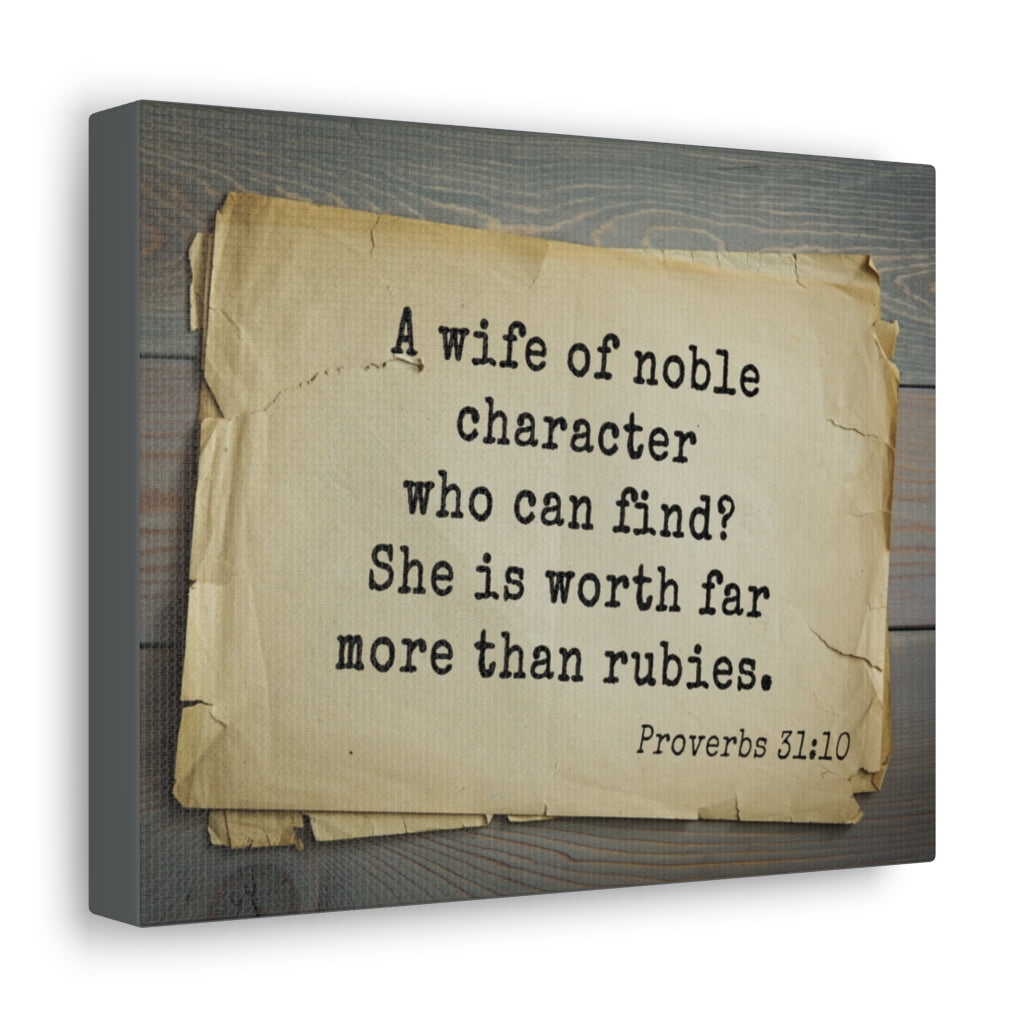 Noble Character Proverbs 31:10 Bible Verse Canvas Christian Wall Art Ready to Hang Unframed-Express Your Love Gifts
