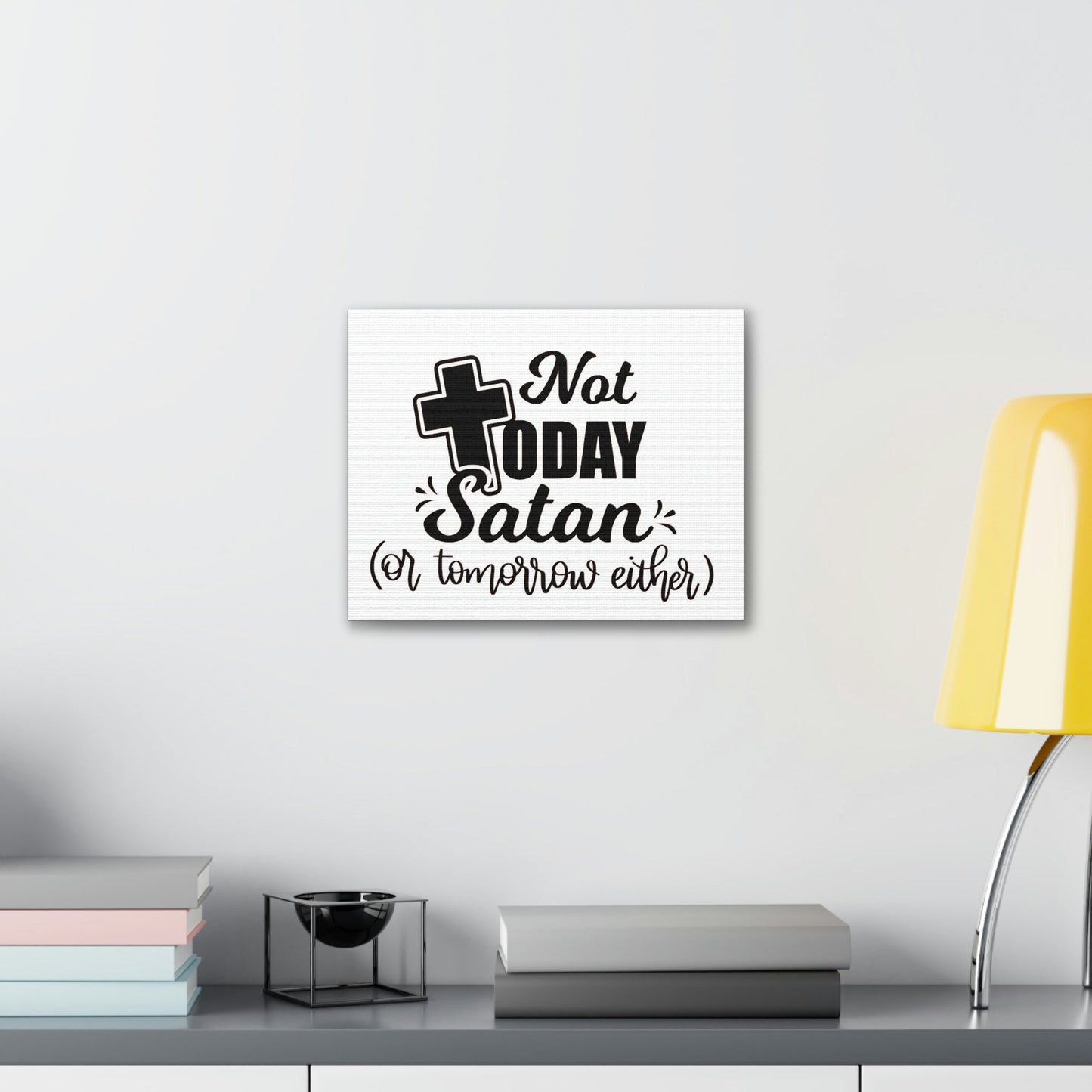 Scripture Walls Not Today Satan 1 Corinthians 10:13 Bible Verse Canvas Christian Wall Art Ready to Hang Unframed-Express Your Love Gifts