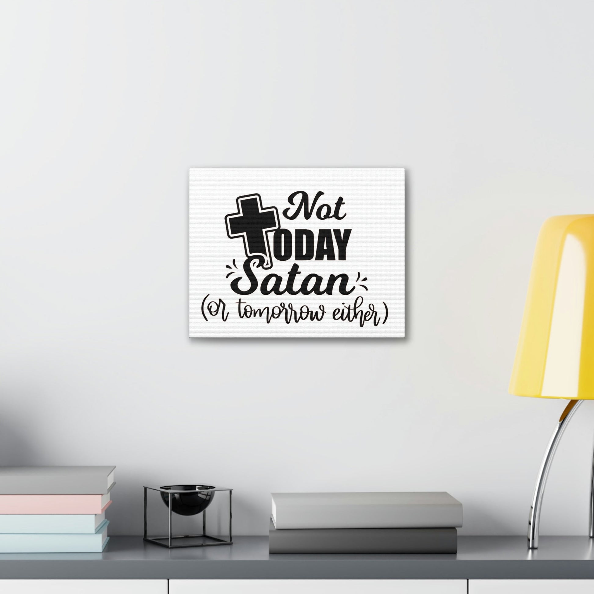 Scripture Walls Not Today Satan 1 Corinthians 10:13 Bible Verse Canvas Christian Wall Art Ready to Hang Unframed-Express Your Love Gifts