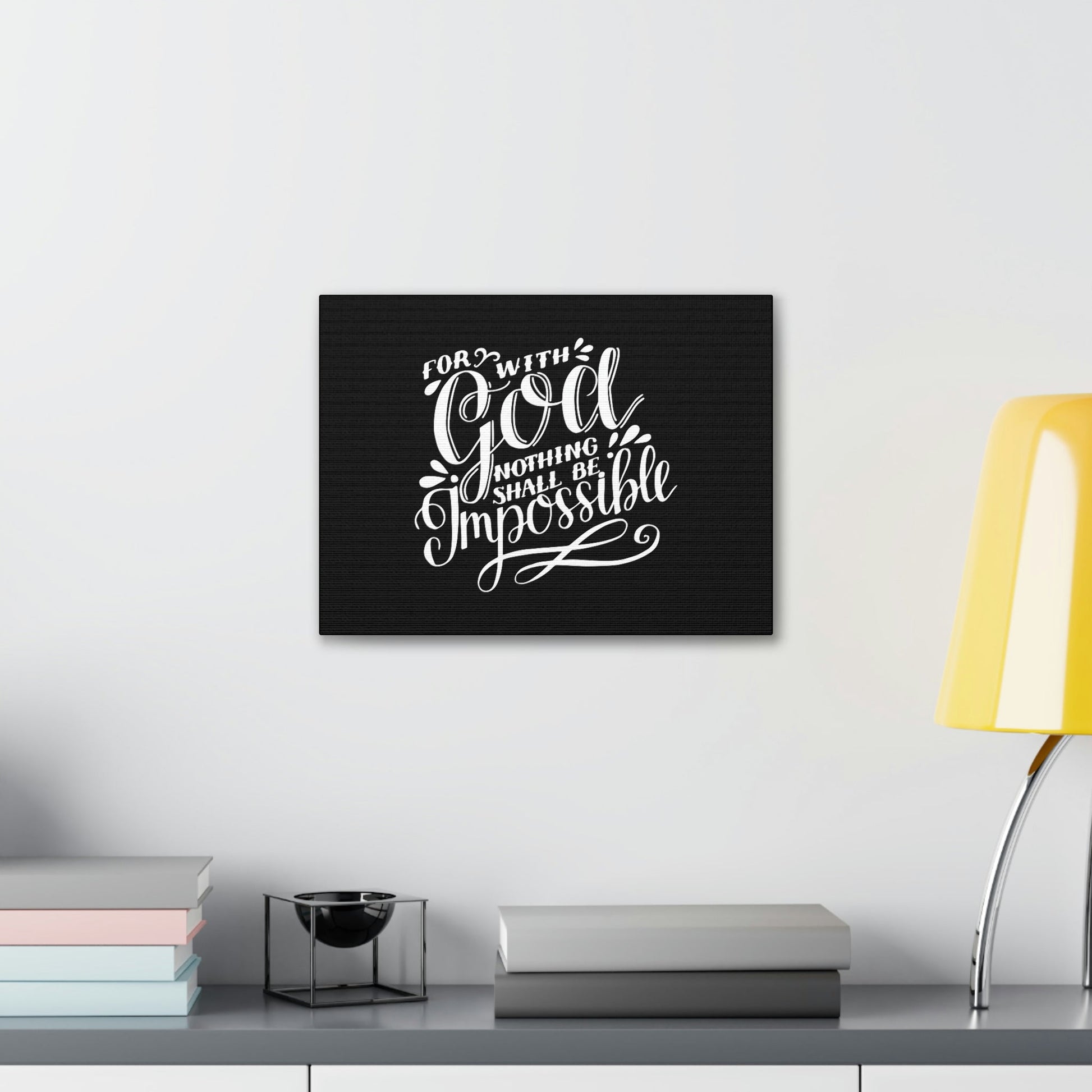 Nothing Shall Be Impossible Luke 1:37 Calligraphy Christian Wall Art Bible Verse Print Ready to Hang Unframed-Express Your Love Gifts