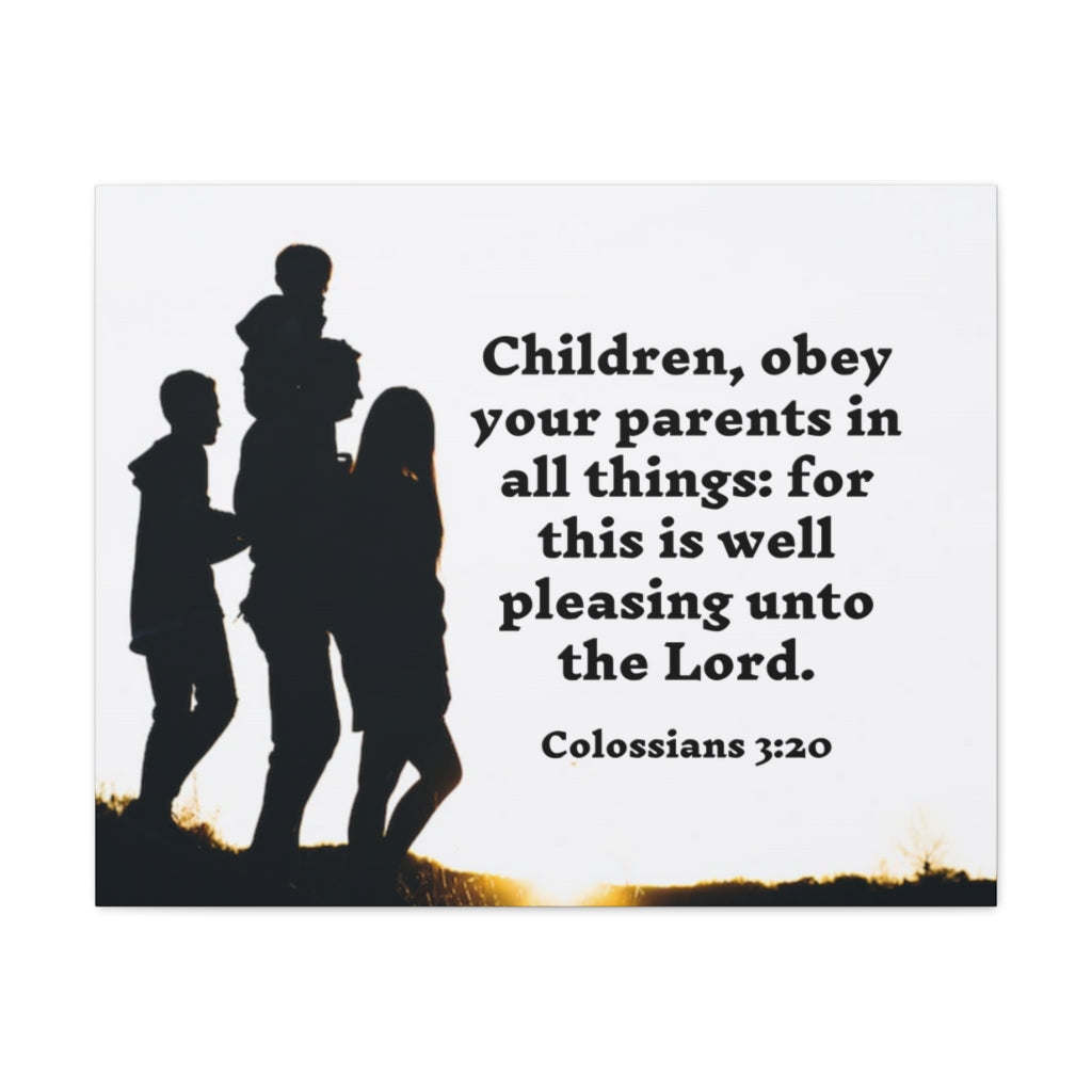 Scripture Walls Obey Your Parents Colossians 3:20 Bible Verse Canvas Christian Wall Art Ready to Hang Unframed-Express Your Love Gifts