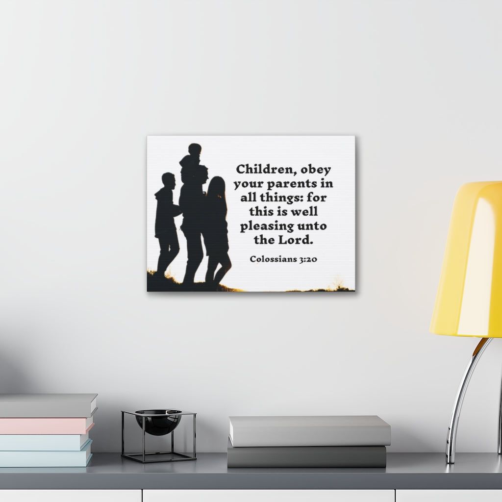 Scripture Walls Obey Your Parents Colossians 3:20 Bible Verse Canvas Christian Wall Art Ready to Hang Unframed-Express Your Love Gifts