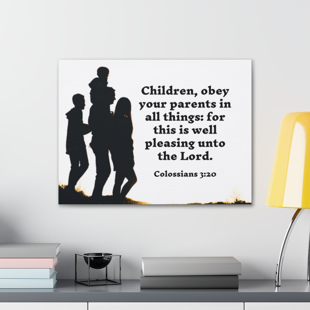 Scripture Walls Obey Your Parents Colossians 3:20 Bible Verse Canvas Christian Wall Art Ready to Hang Unframed-Express Your Love Gifts