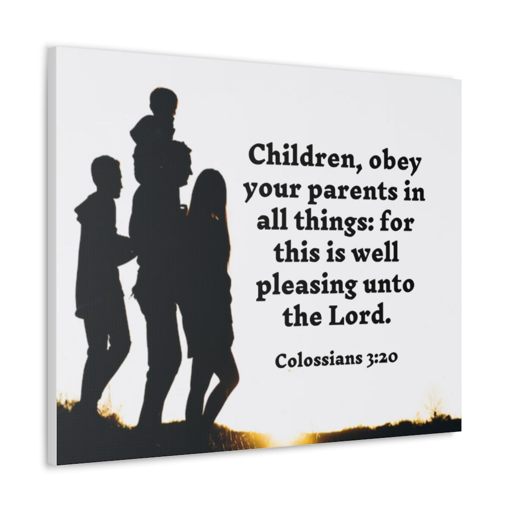 Scripture Walls Obey Your Parents Colossians 3:20 Bible Verse Canvas Christian Wall Art Ready to Hang Unframed-Express Your Love Gifts