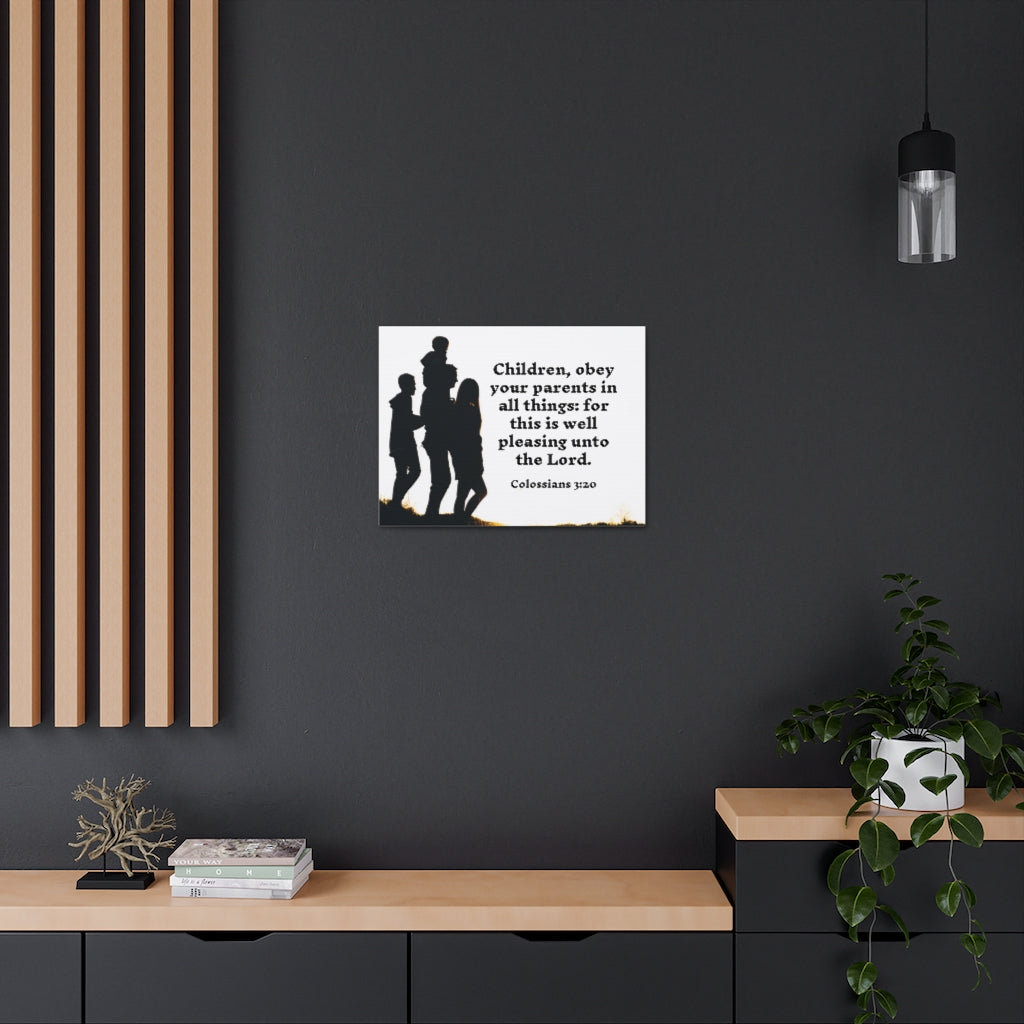 Scripture Walls Obey Your Parents Colossians 3:20 Bible Verse Canvas Christian Wall Art Ready to Hang Unframed-Express Your Love Gifts