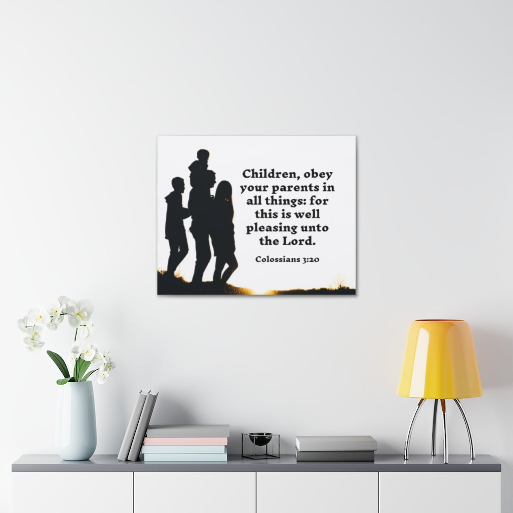 Scripture Walls Obey Your Parents Colossians 3:20 Bible Verse Canvas Christian Wall Art Ready to Hang Unframed-Express Your Love Gifts
