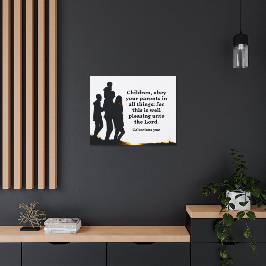 Scripture Walls Obey Your Parents Colossians 3:20 Bible Verse Canvas Christian Wall Art Ready to Hang Unframed-Express Your Love Gifts