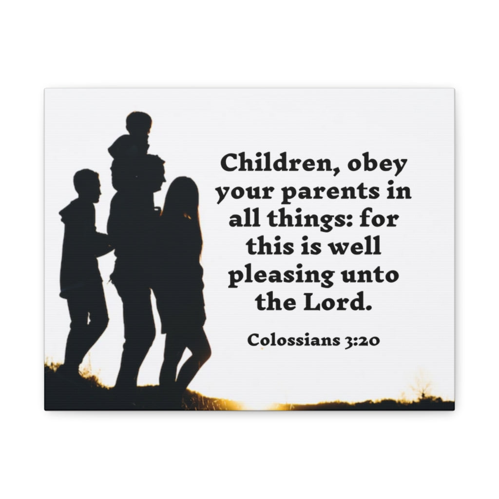 Scripture Walls Obey Your Parents Colossians 3:20 Bible Verse Canvas Christian Wall Art Ready to Hang Unframed-Express Your Love Gifts