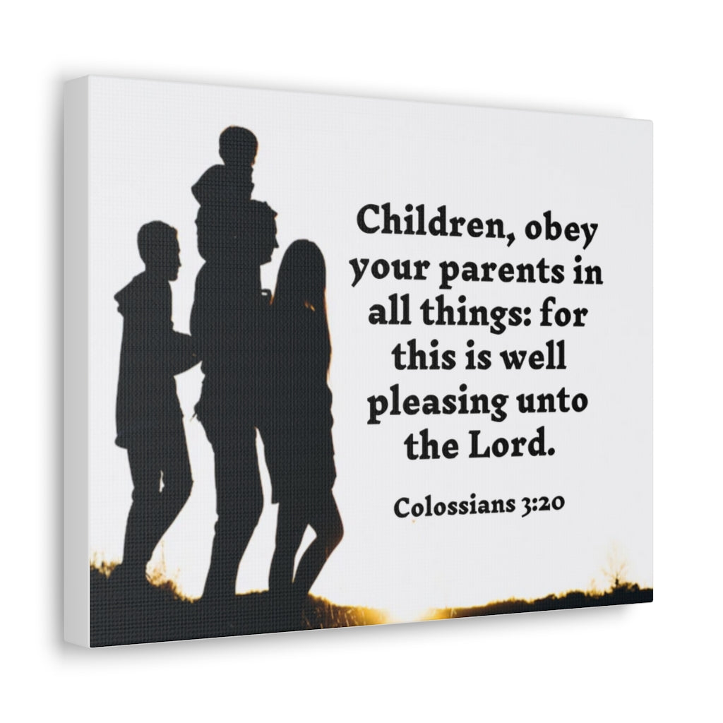 Scripture Walls Obey Your Parents Colossians 3:20 Bible Verse Canvas Christian Wall Art Ready to Hang Unframed-Express Your Love Gifts