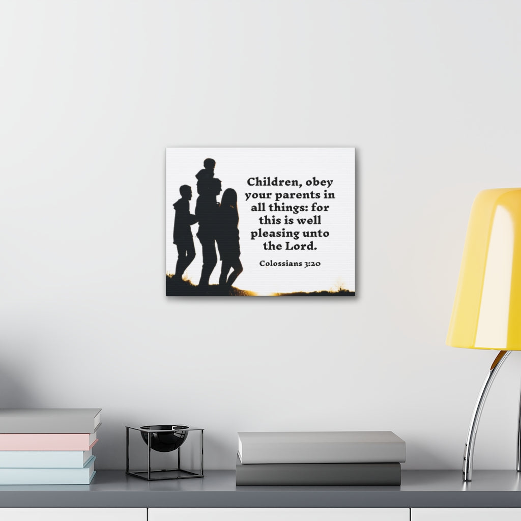 Scripture Walls Obey Your Parents Colossians 3:20 Bible Verse Canvas Christian Wall Art Ready to Hang Unframed-Express Your Love Gifts