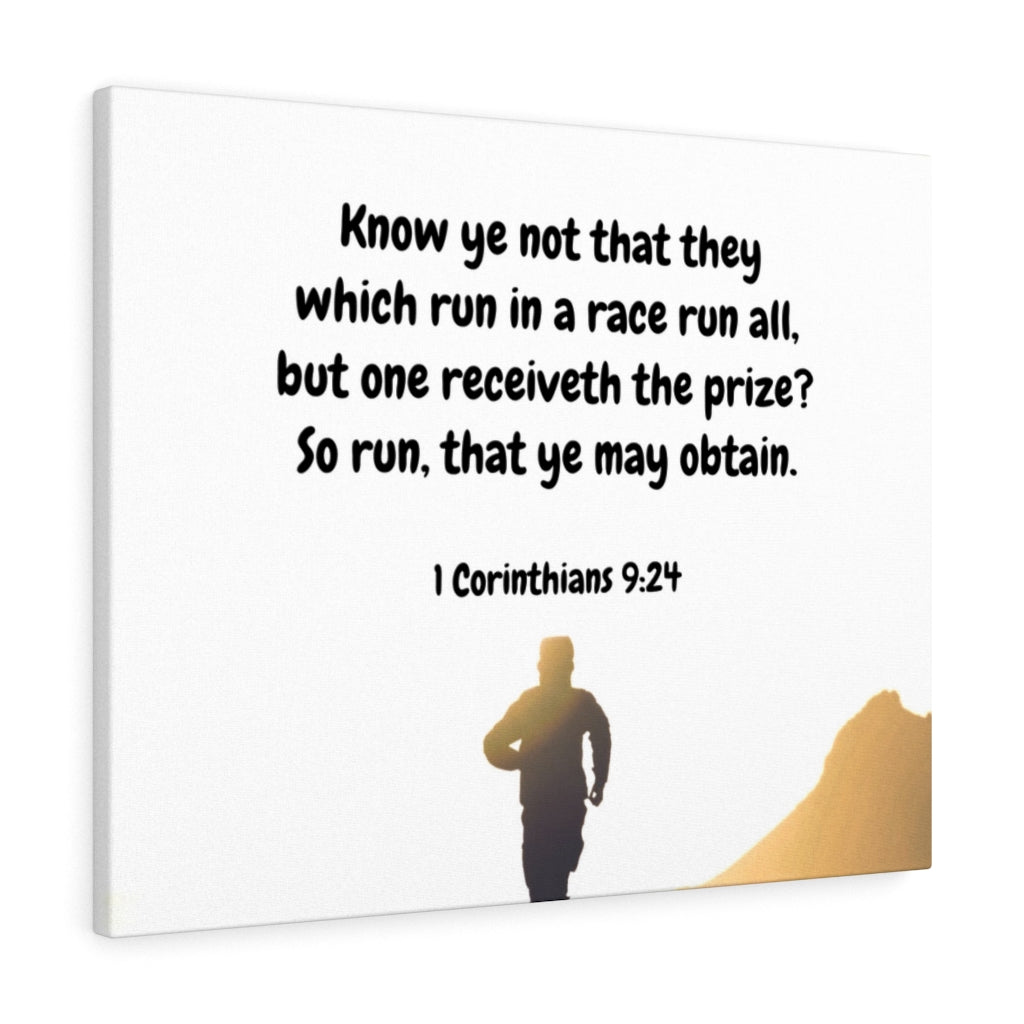 Obtain 1 Corinthians 9:24 Bible Verse Canvas Christian Wall Art Ready to Hang Unframed-Express Your Love Gifts