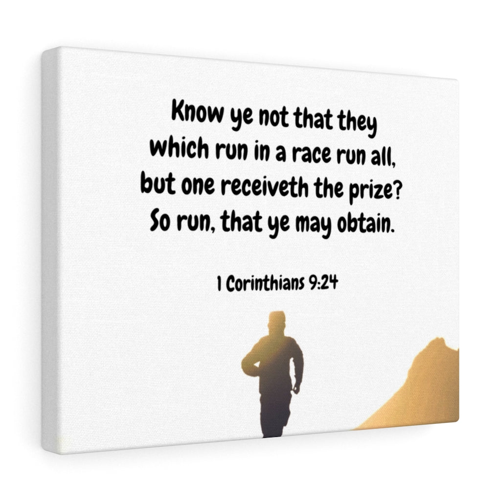 Obtain 1 Corinthians 9:24 Bible Verse Canvas Christian Wall Art Ready to Hang Unframed-Express Your Love Gifts
