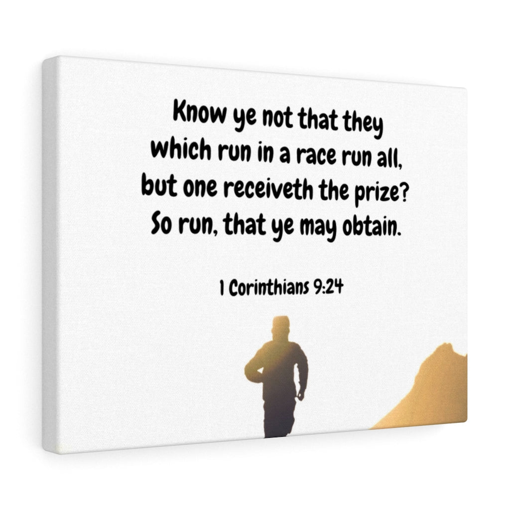 Obtain 1 Corinthians 9:24 Bible Verse Canvas Christian Wall Art Ready to Hang Unframed-Express Your Love Gifts
