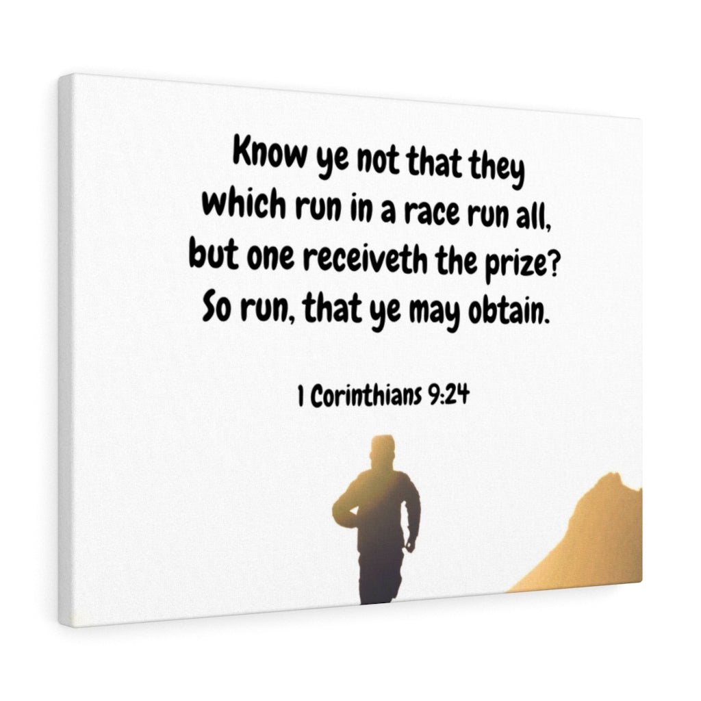 Obtain 1 Corinthians 9:24 Bible Verse Canvas Christian Wall Art Ready to Hang Unframed-Express Your Love Gifts