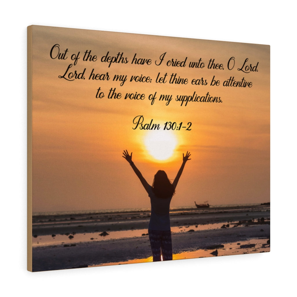 Out of The Depths Psalm 130:1-2 Bible Verse Canvas Christian Wall Art Ready to Hang Unframed-Express Your Love Gifts