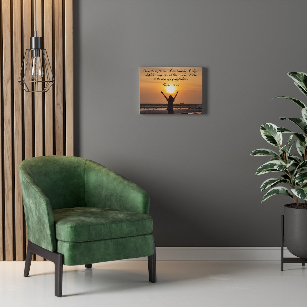 Scripture Walls Out of The Depths Psalm 130:1-2 Bible Verse Canvas Christian Wall Art Ready to Hang Unframed-Express Your Love Gifts
