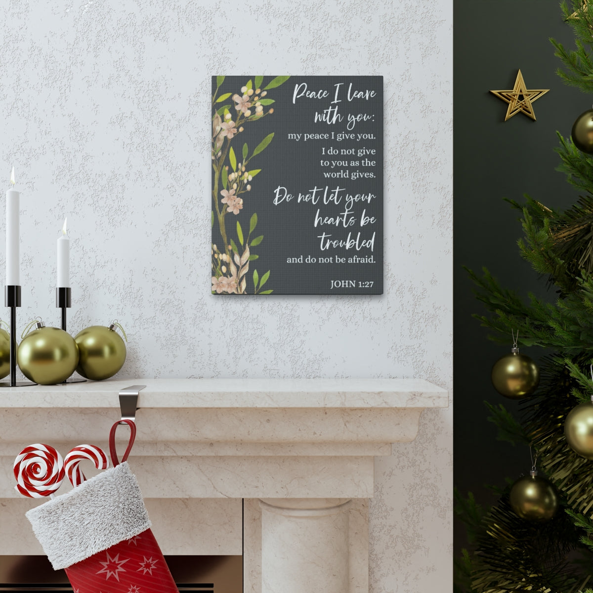 Scripture Walls Peace I Leave With You John 1:27 Bible Verse Canvas Christian Wall Art Ready to Hang Unframed-Express Your Love Gifts