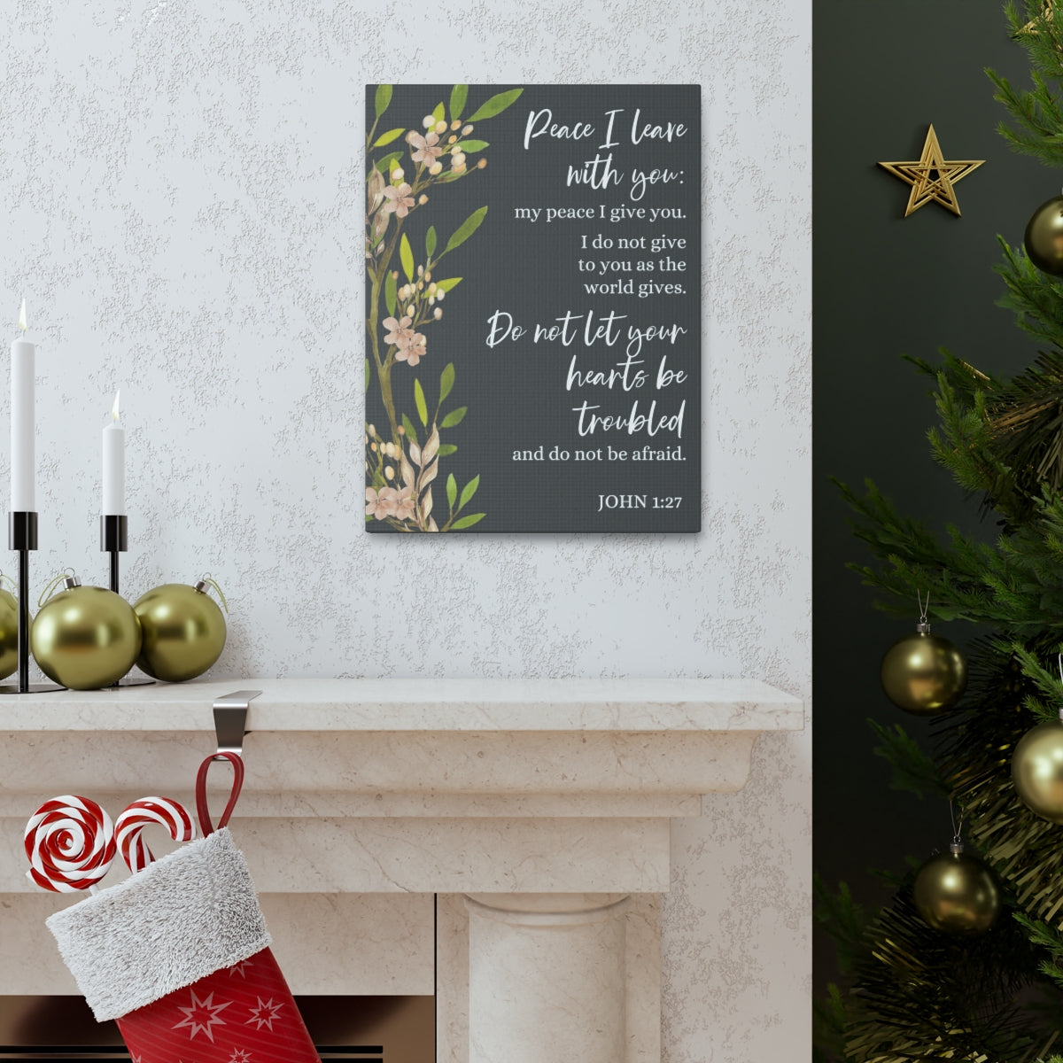 Scripture Walls Peace I Leave With You John 1:27 Bible Verse Canvas Christian Wall Art Ready to Hang Unframed-Express Your Love Gifts