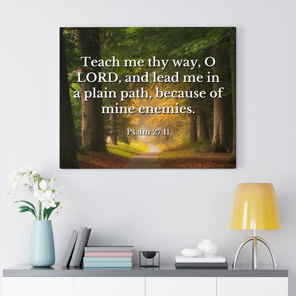 Plain Path Psalm 27:11 Bible Verse Canvas Christian Wall Art Ready to Hang Unframed-Express Your Love Gifts