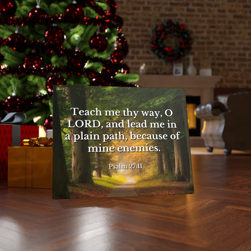 Plain Path Psalm 27:11 Bible Verse Canvas Christian Wall Art Ready to Hang Unframed-Express Your Love Gifts