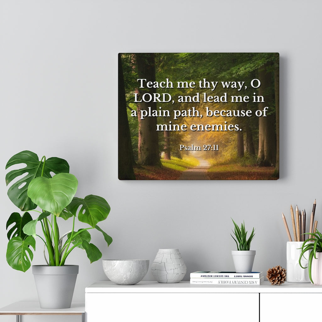 Plain Path Psalm 27:11 Bible Verse Canvas Christian Wall Art Ready to Hang Unframed-Express Your Love Gifts