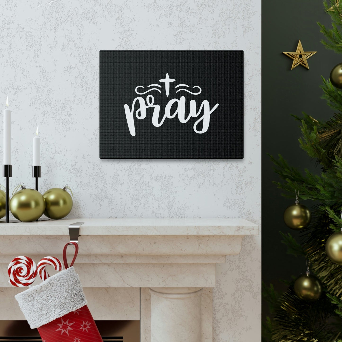 Pray Philippians 4:6 Cross Black Christian Wall Art Bible Verse Print Ready to Hang Unframed-Express Your Love Gifts