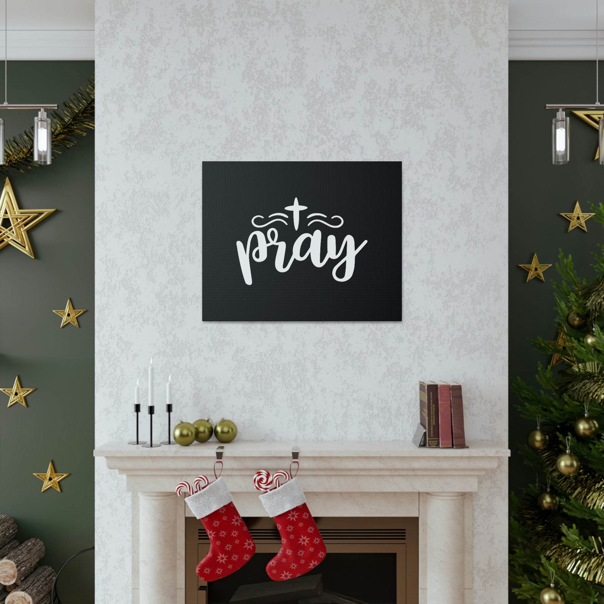 Pray Philippians 4:6 Cross Black Christian Wall Art Bible Verse Print Ready to Hang Unframed-Express Your Love Gifts