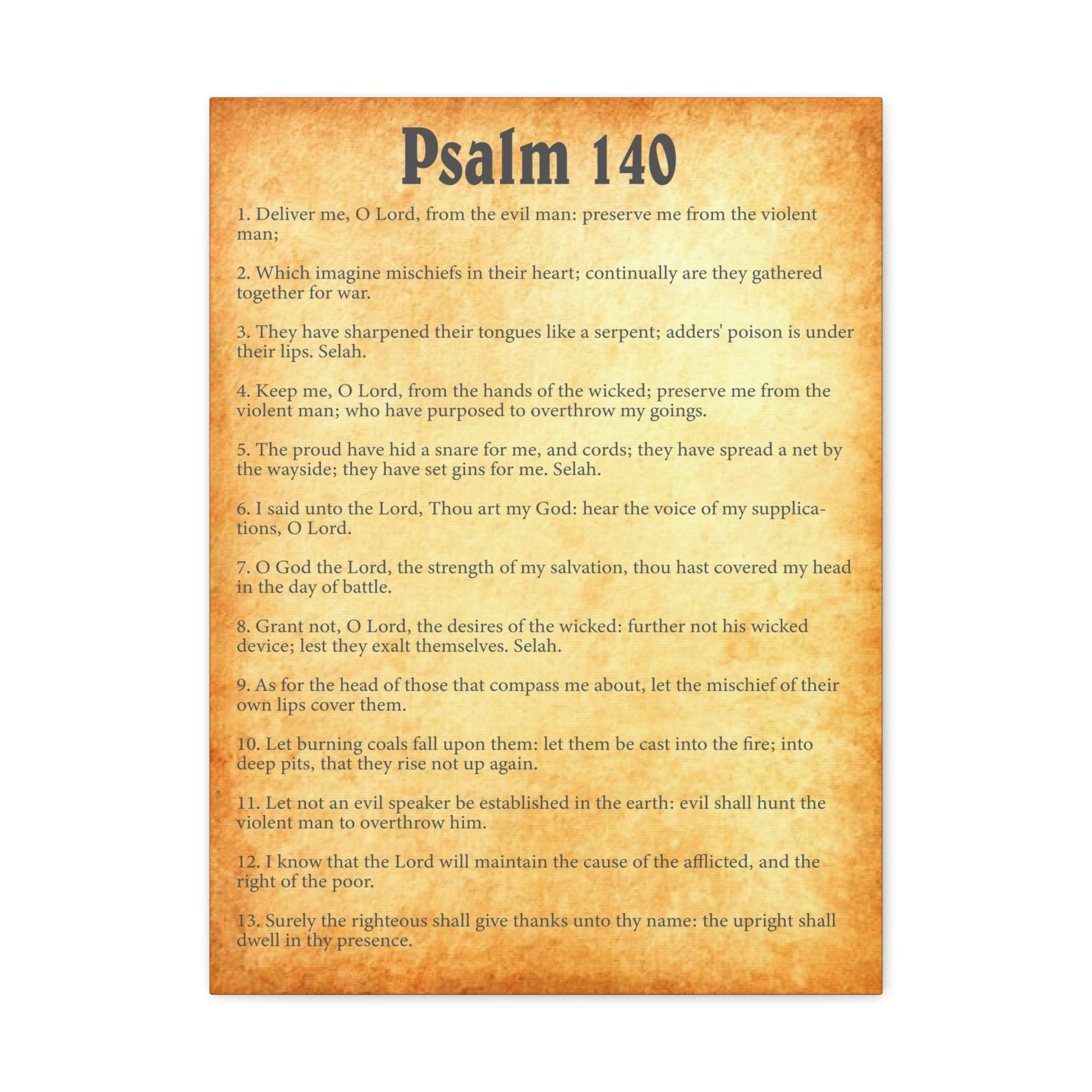 Scripture Walls Psalm 140 Chapter Gold Bible Canvas Christian Wall Art Ready to Hang Unframed-Express Your Love Gifts