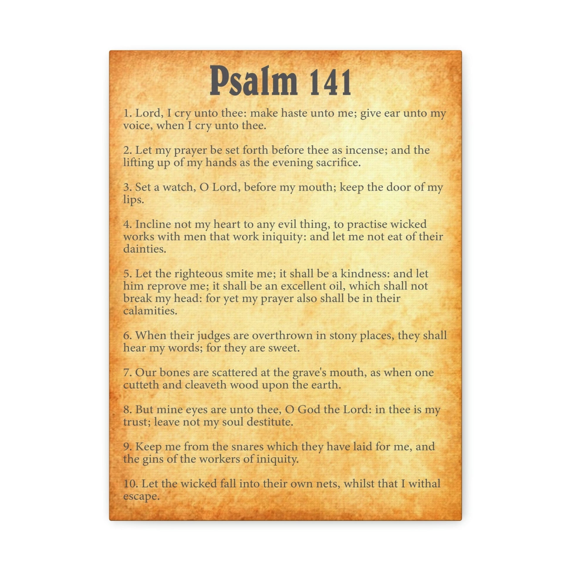 Scripture Walls Psalm 141 Chapter Gold Bible Canvas Christian Wall Art Ready to Hang Unframed-Express Your Love Gifts