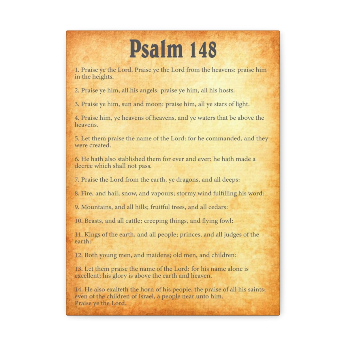 Scripture Walls Psalm 148 Chapter Gold Bible Canvas Christian Wall Art Ready to Hang Unframed-Express Your Love Gifts