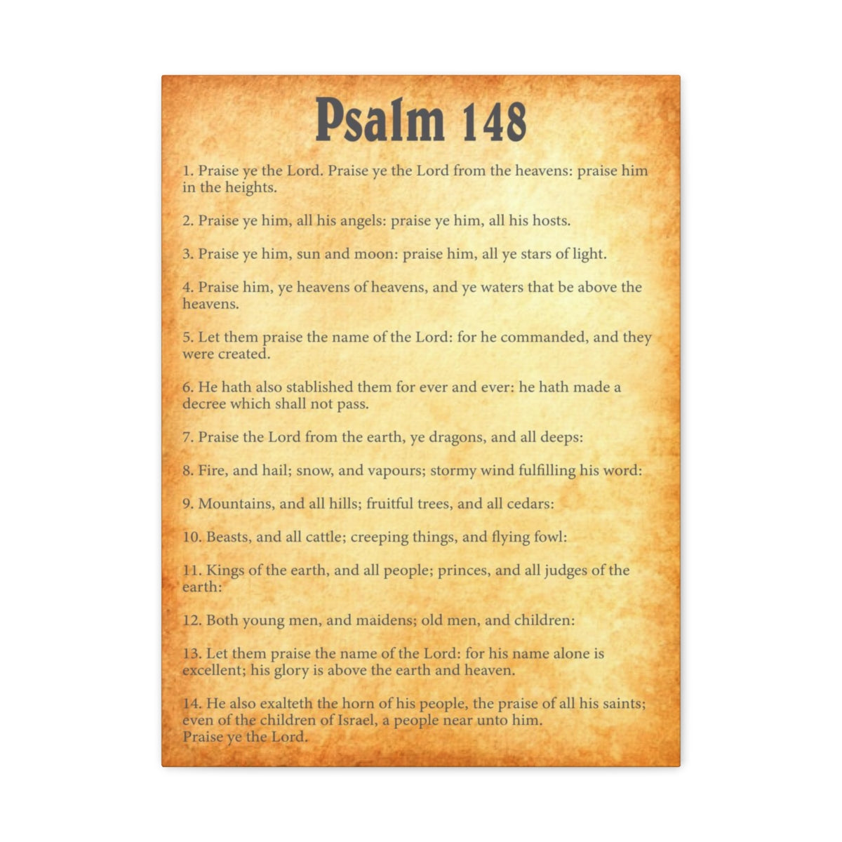 Scripture Walls Psalm 148 Chapter Gold Bible Canvas Christian Wall Art Ready to Hang Unframed-Express Your Love Gifts
