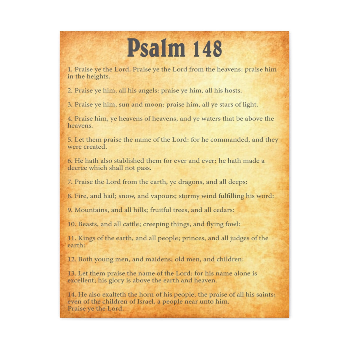 Scripture Walls Psalm 148 Chapter Gold Bible Canvas Christian Wall Art Ready to Hang Unframed-Express Your Love Gifts